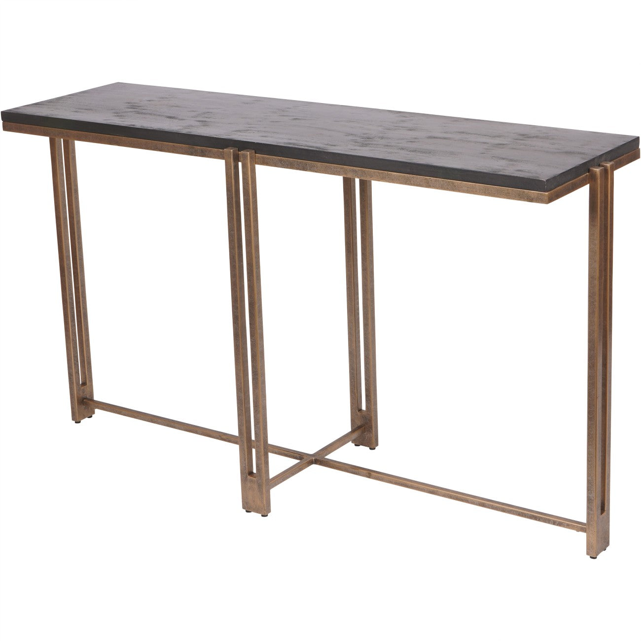Dalston Black Sandblasted Wood & Champagne Console Table