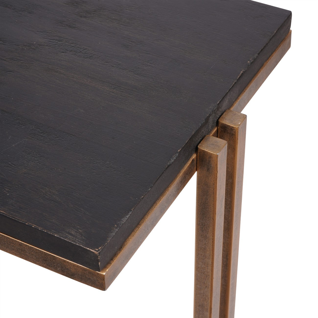Dalston Black Sandblasted Wood & Champagne Console Table