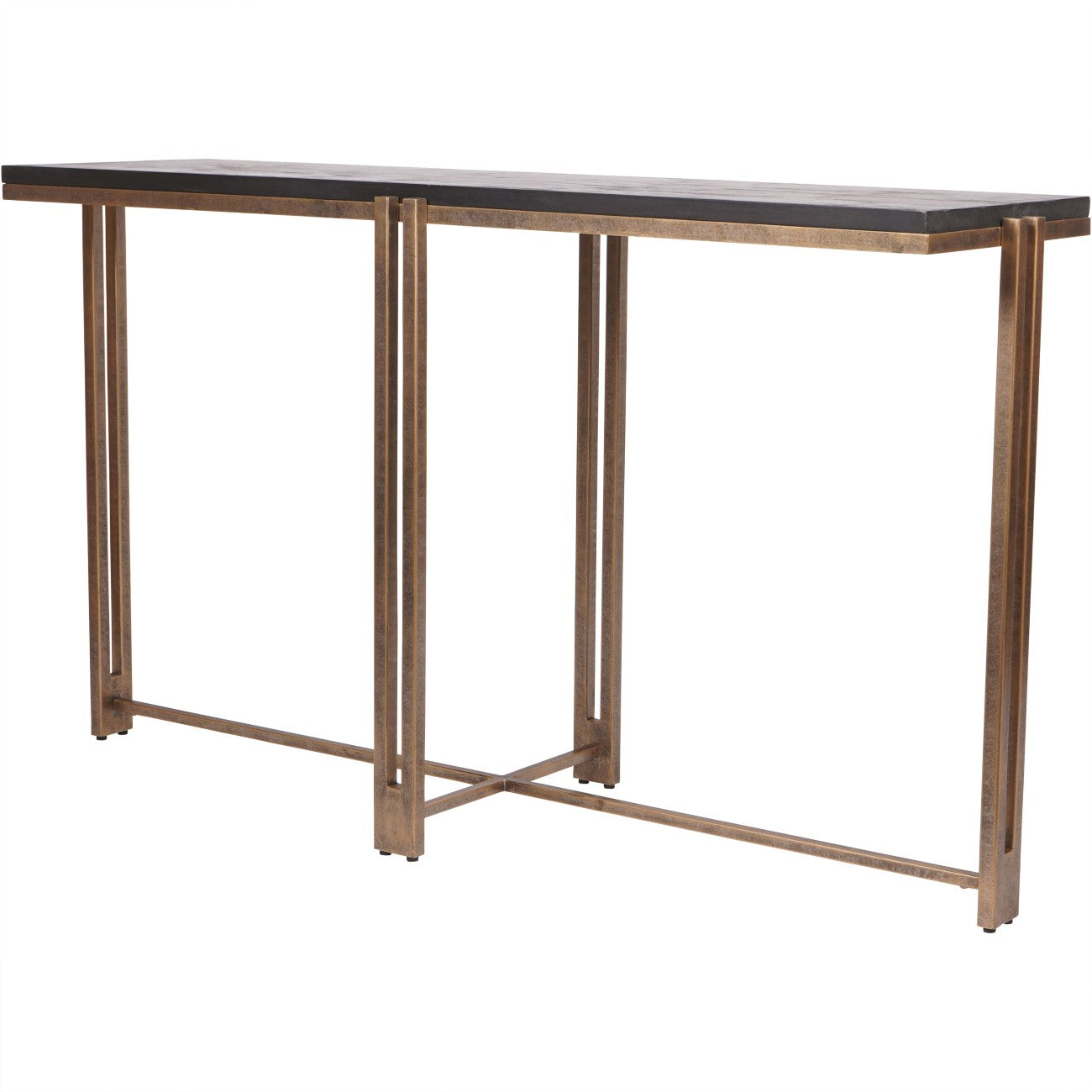 Dalston Black Sandblasted Wood & Champagne Console Table