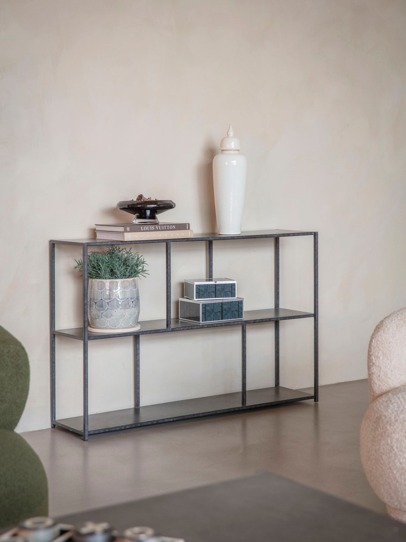 Brooks Charcoal Black Geometric Console Table