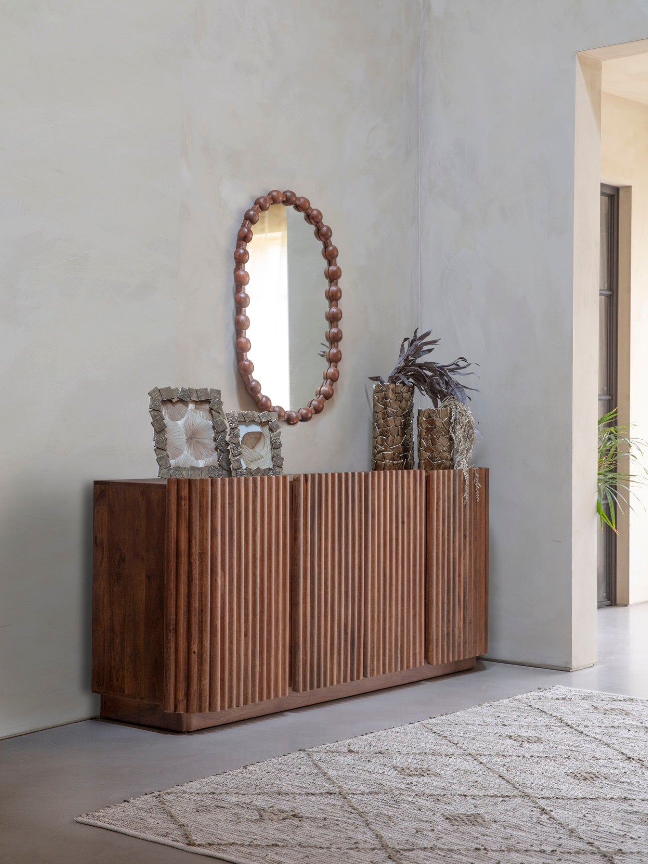 Carmel Carved Mango Wood Wall Mirror