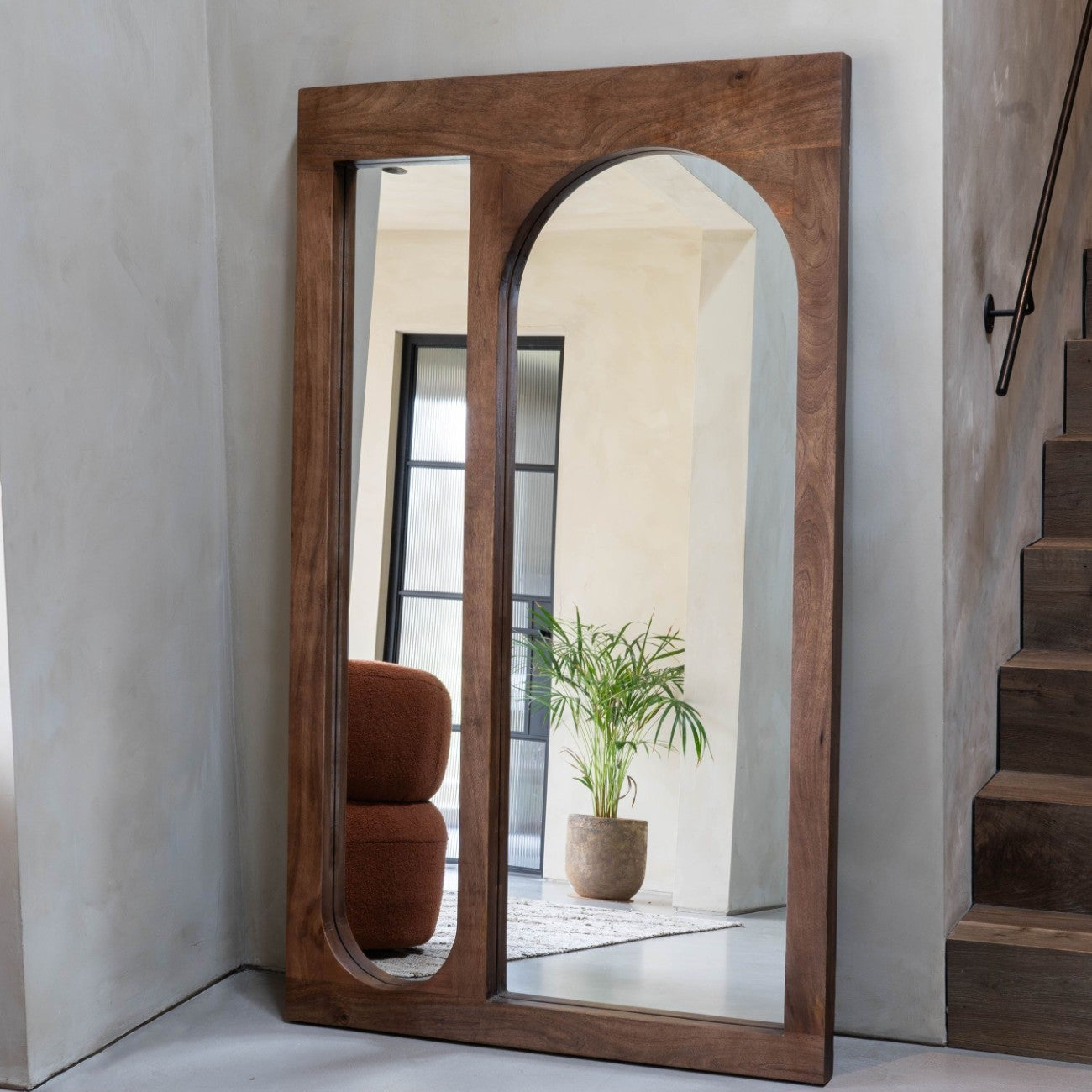 Monterey Brown Solid Mango Wood Floor Standing Leaner Mirror