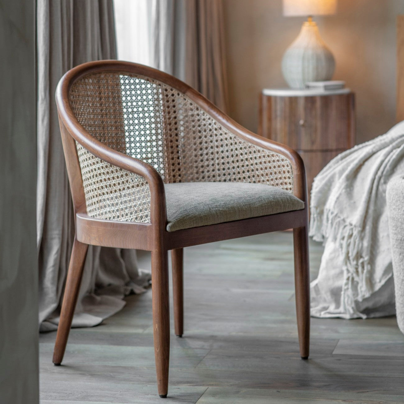 Carmel Brown Mango Wood & Cane Chair