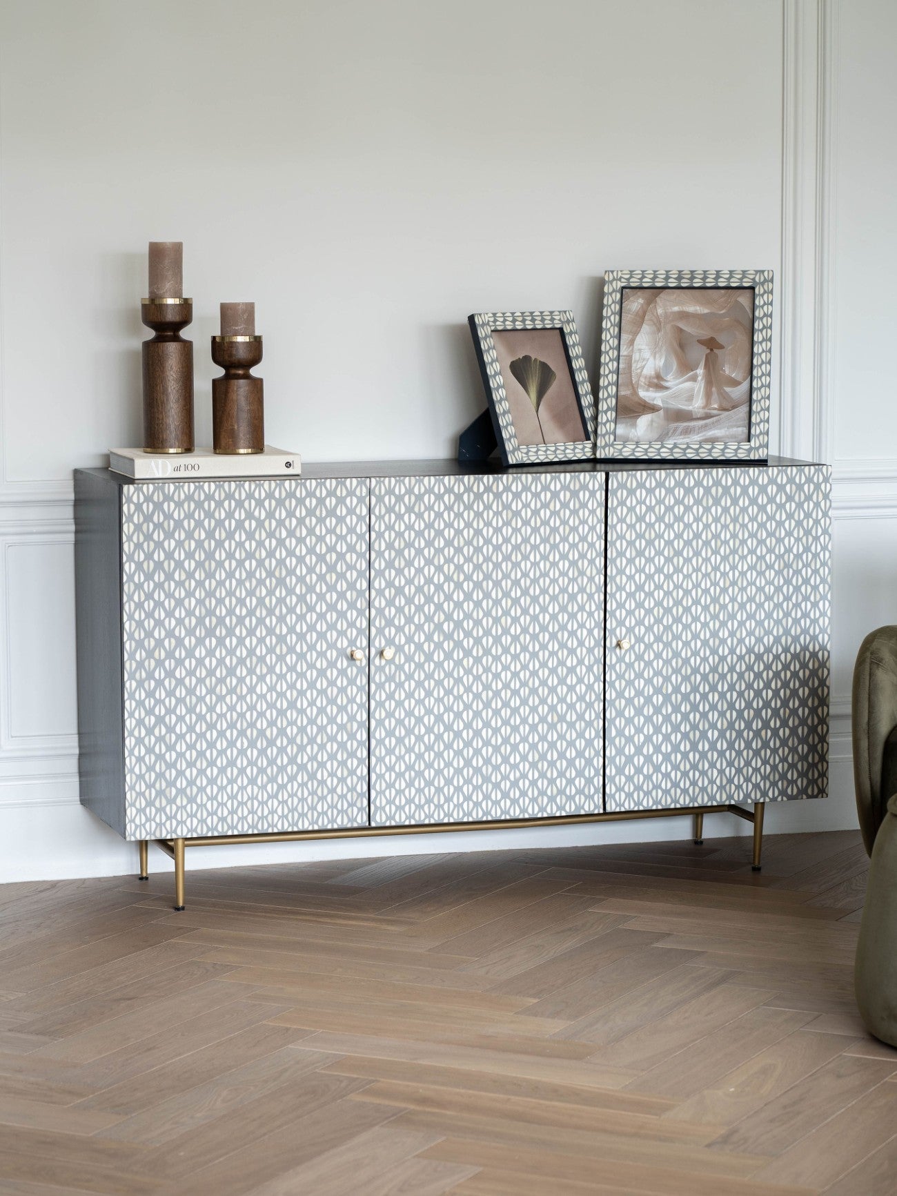 Burgess Grey & White Bone Inlay Sideboard
