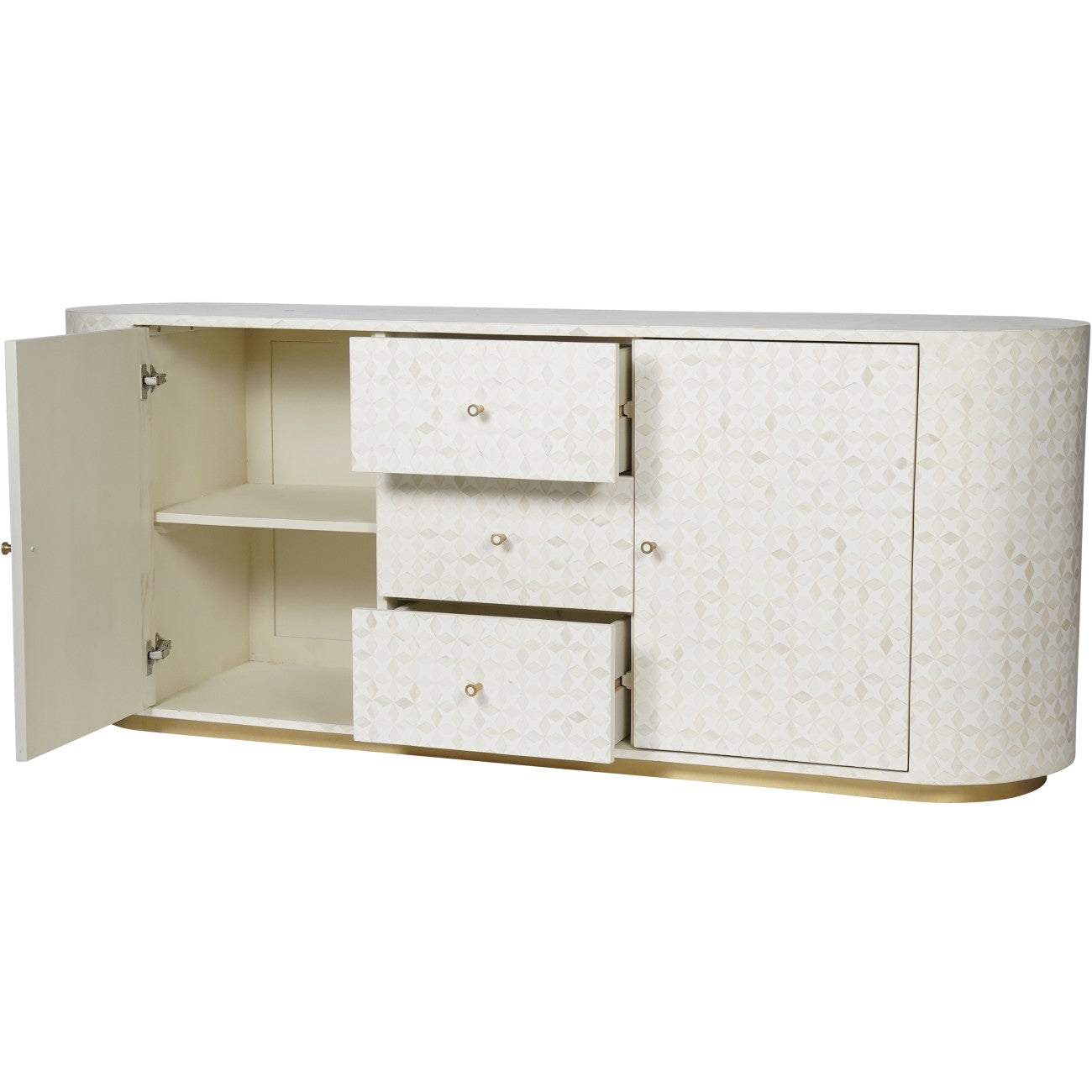 Aspen White Bone Inlay & Gold Sideboard | Large