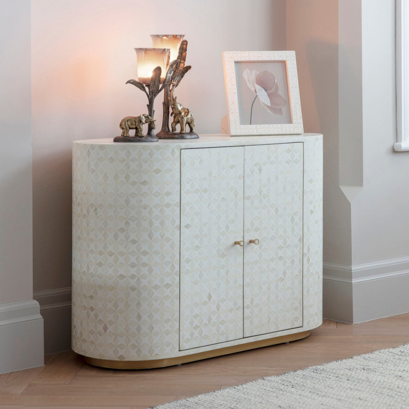 Aspen White Bone Inlay & Gold Sideboard | Small