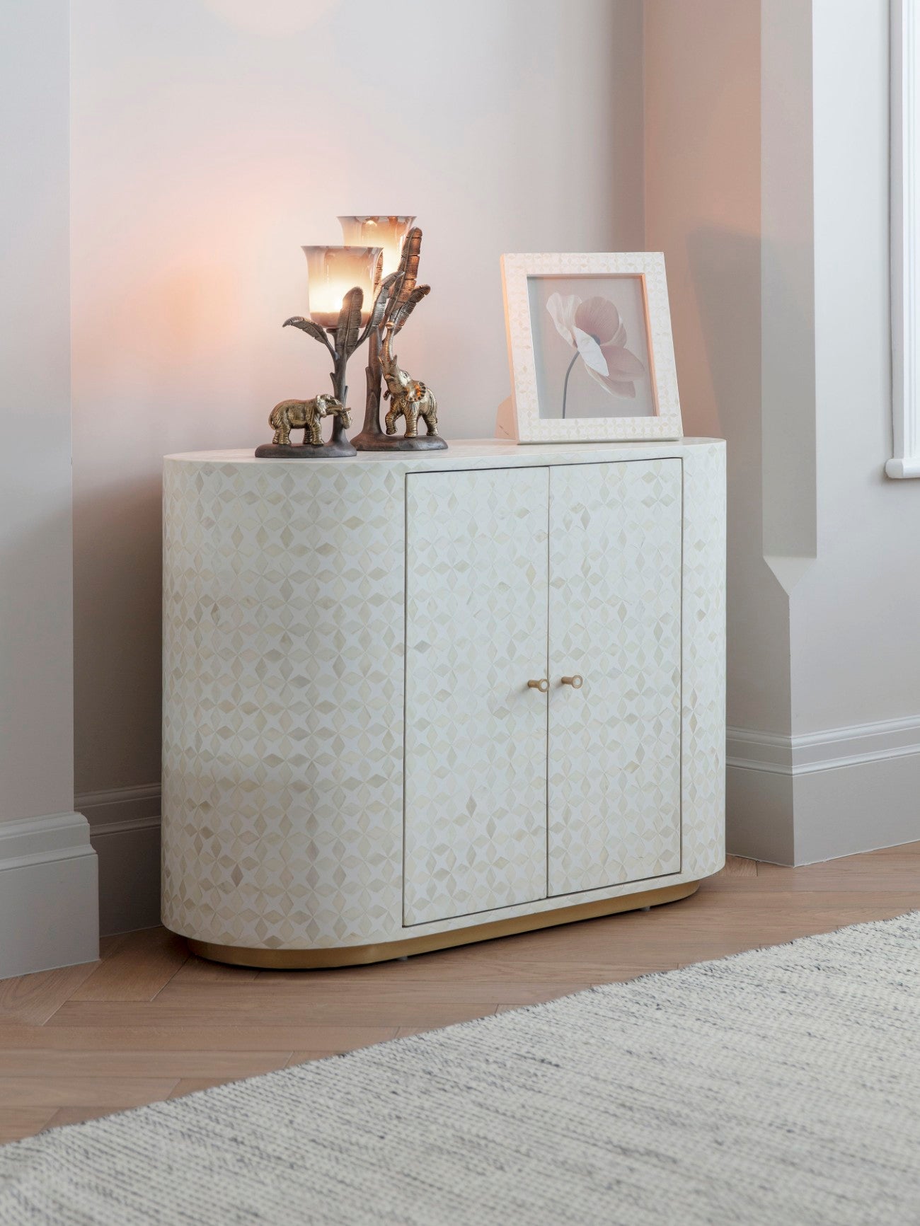 Aspen White Bone Inlay & Gold Sideboard | Small