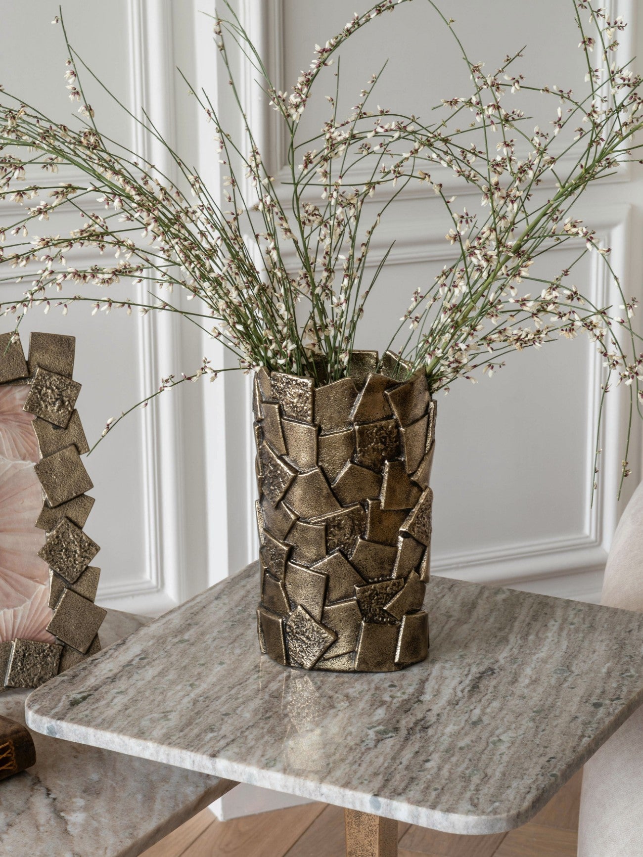 Montrose Antique Gold Cast Aluminium Decorative Vase | Small