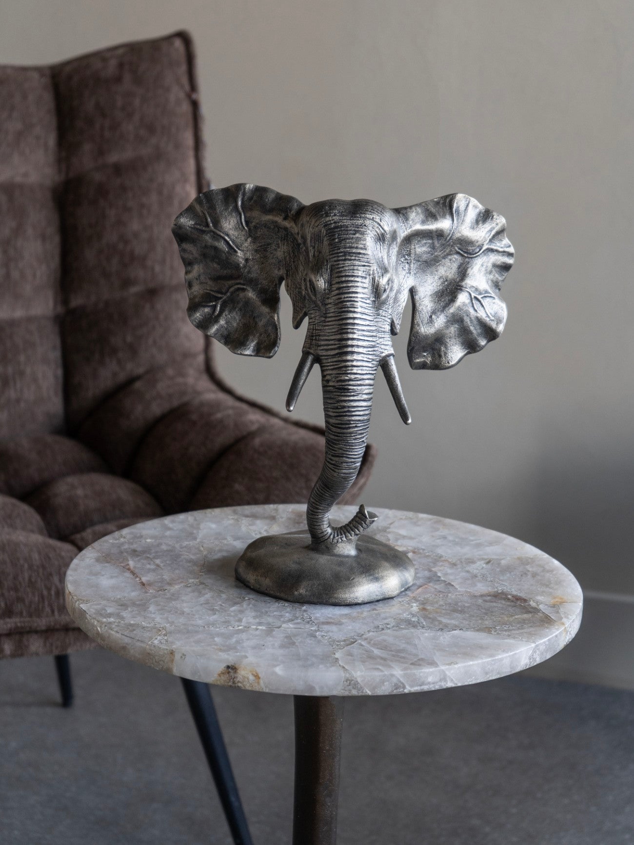 Kariba Antique Nickel Cast Aluminium Elephant Sculpture lifestyle