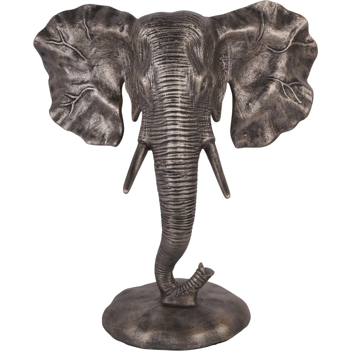 Kariba Antique Nickel Cast Aluminium Elephant Sculpture