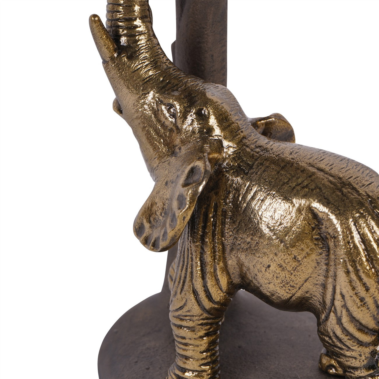 Kariba Antique Brass Elephant Hurricane Candle Holder | Large