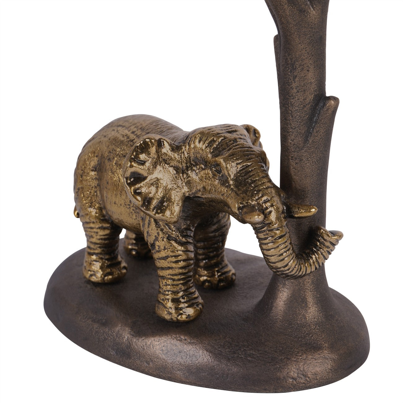 Kariba Antique Brass Elephant Hurricane Candle Holder | Small