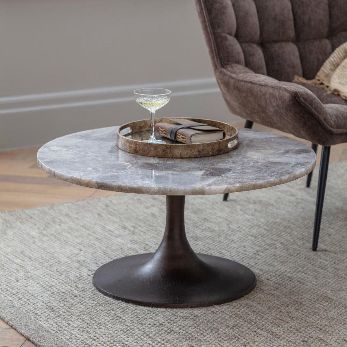 Bosworth Round Smokey Quartz Coffee Table 80cm