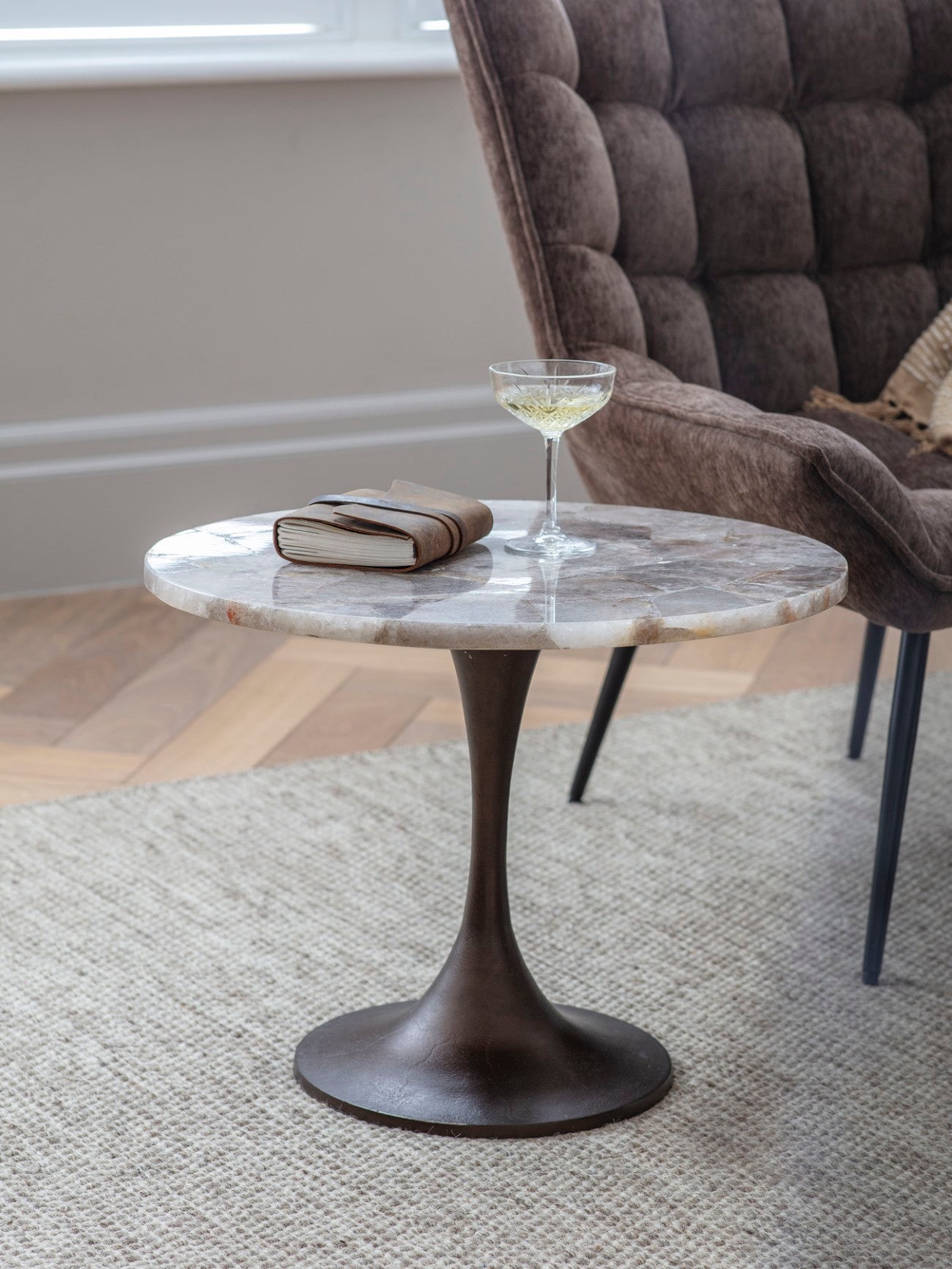 Bosworth Smokey Quartz Round Side Table | Large