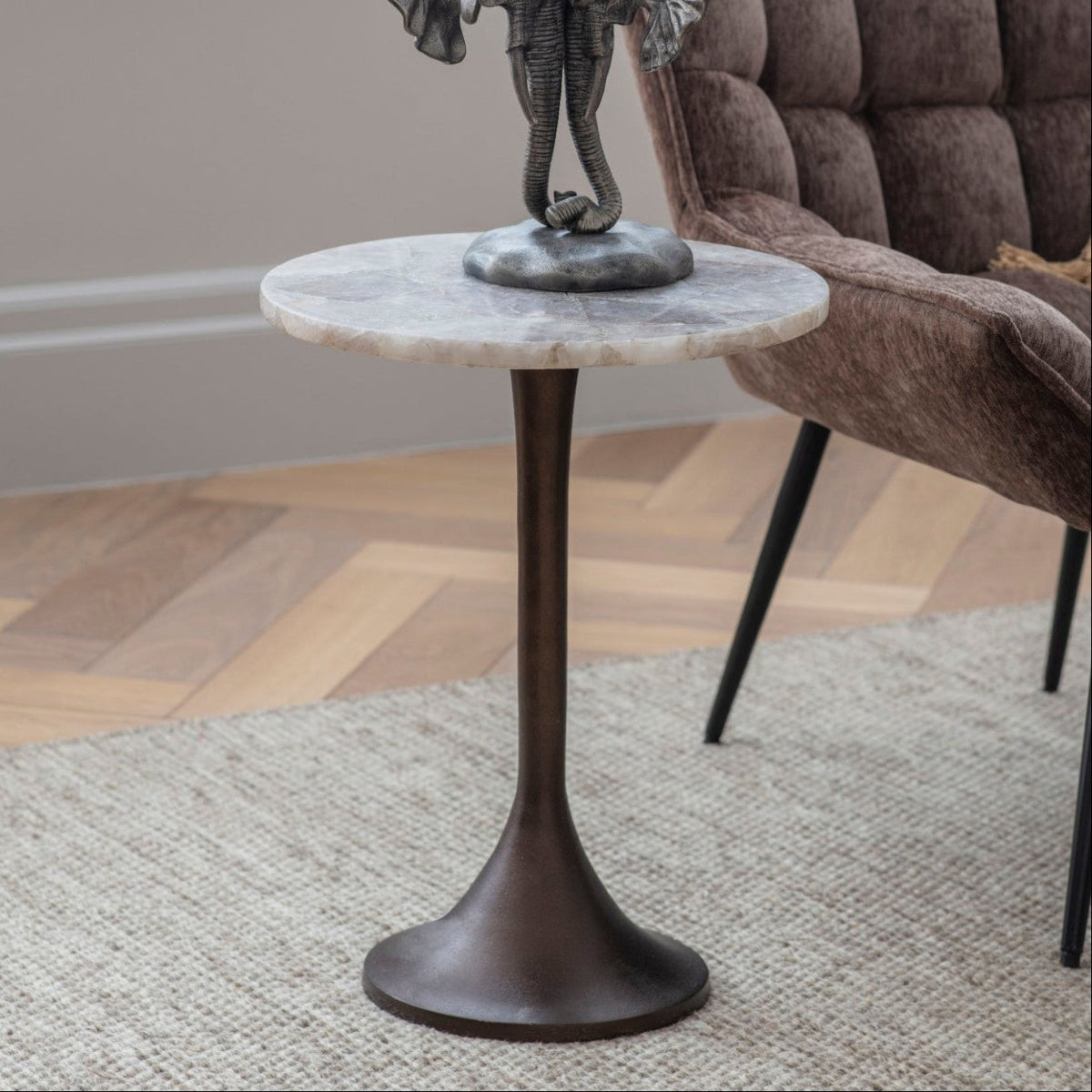Bosworth Smokey Quartz Round Side Table | Medium