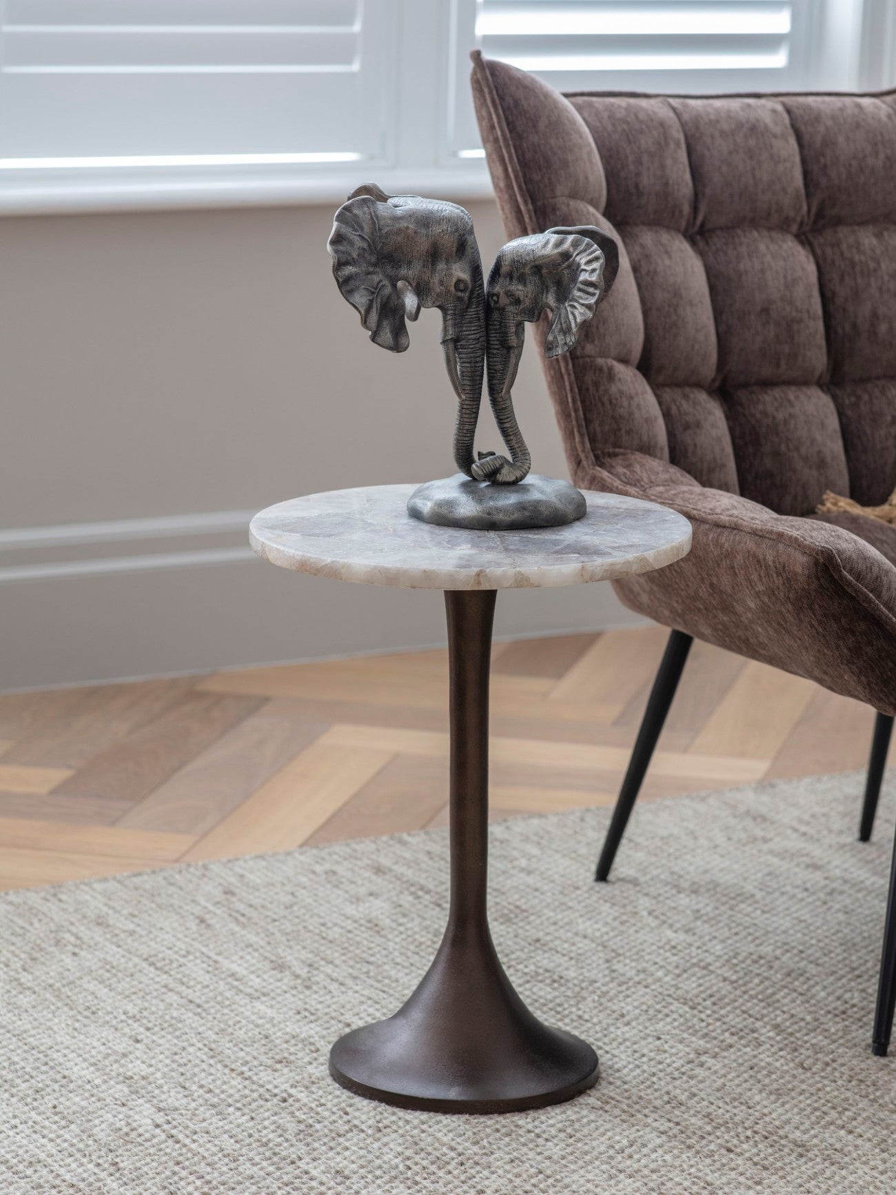 Bosworth Smokey Quartz Round Side Table | Medium