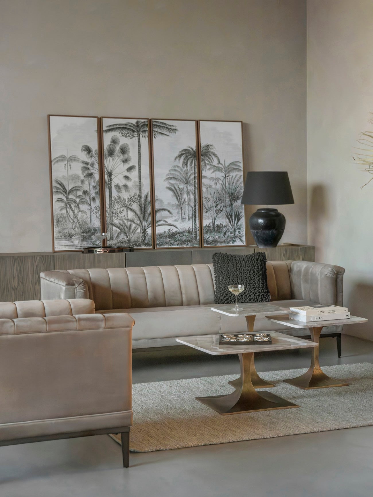 Morchino Bronze & Grey Marble Square Side Table 44cm