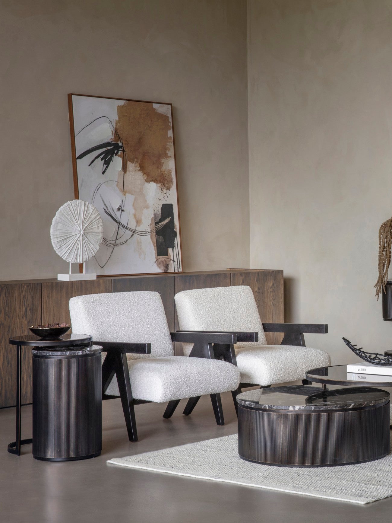 Orbis White Textured Sculpture on Stand