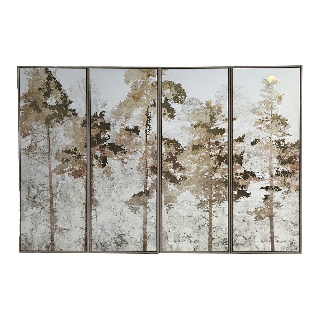 Set of 4 Trees Gold Foil Framed Wall Art