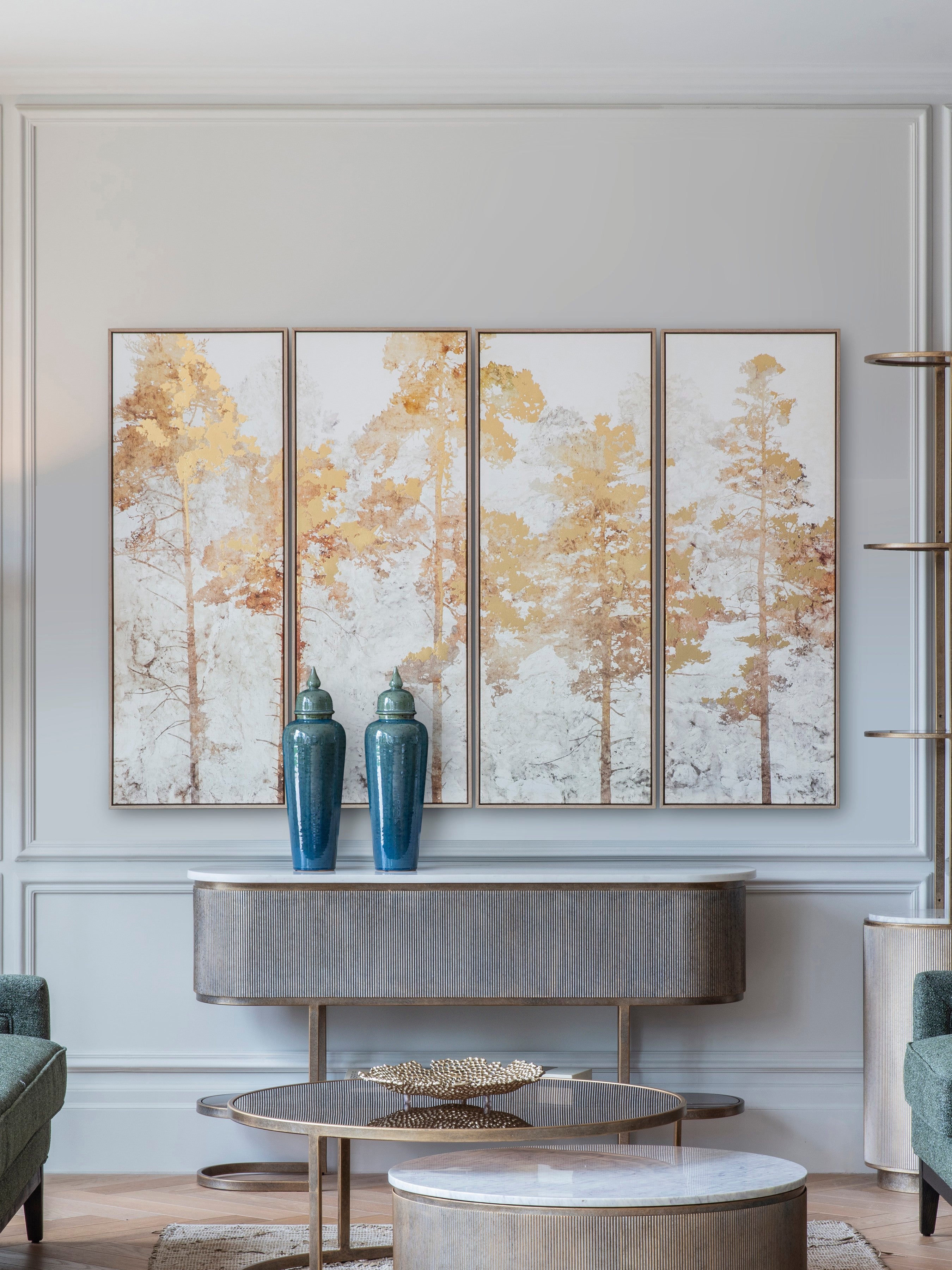 Set of 4 Trees Gold Foil Framed Wall Art lifestyle