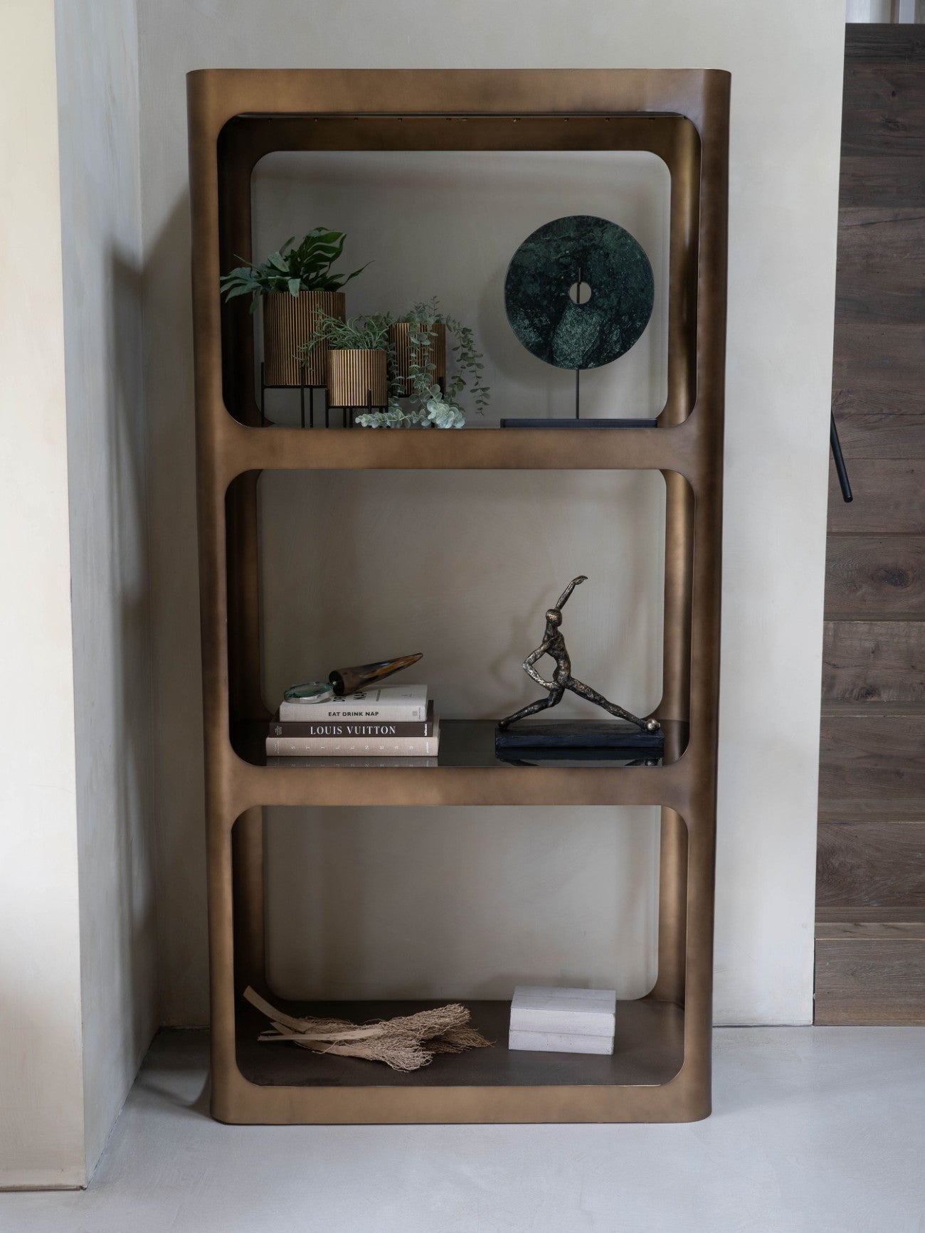 Thorpe Brushed Gold & Smoked Glass Display Unit