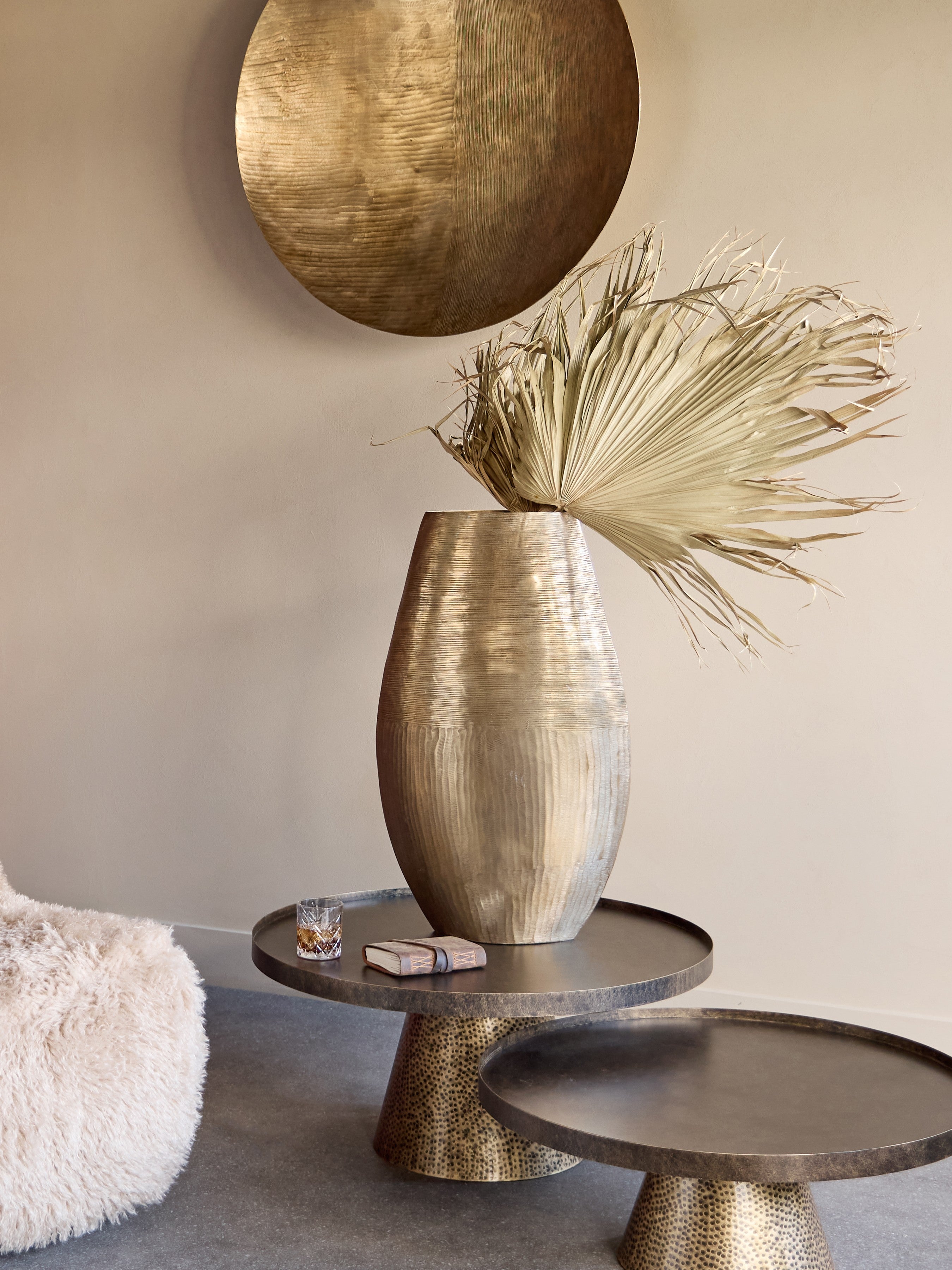 Southwold Textured Oval Antique Brass Vase Large 80cm lifestyle