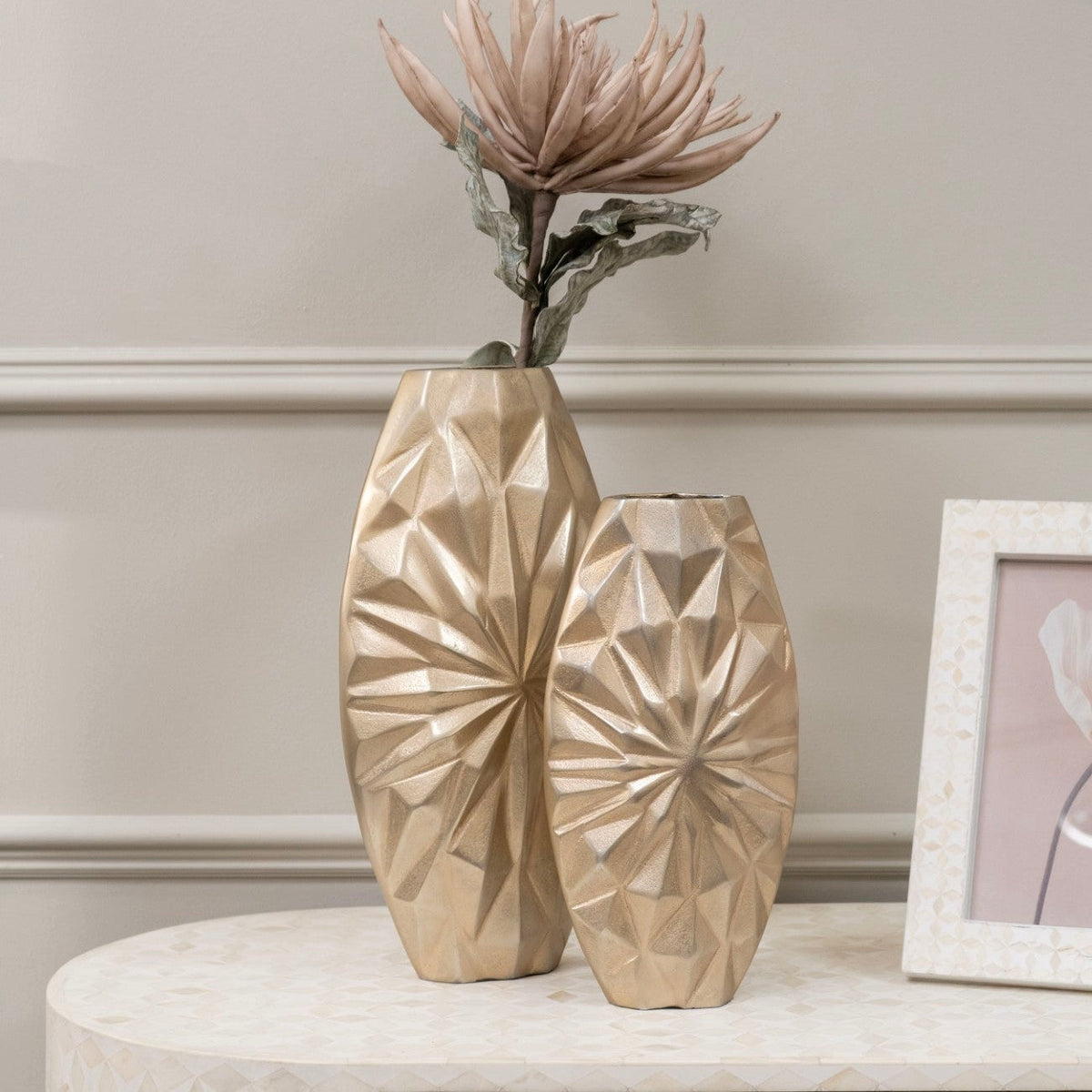 Hatton Champagne Gold Cast Aluminium Vase | Small