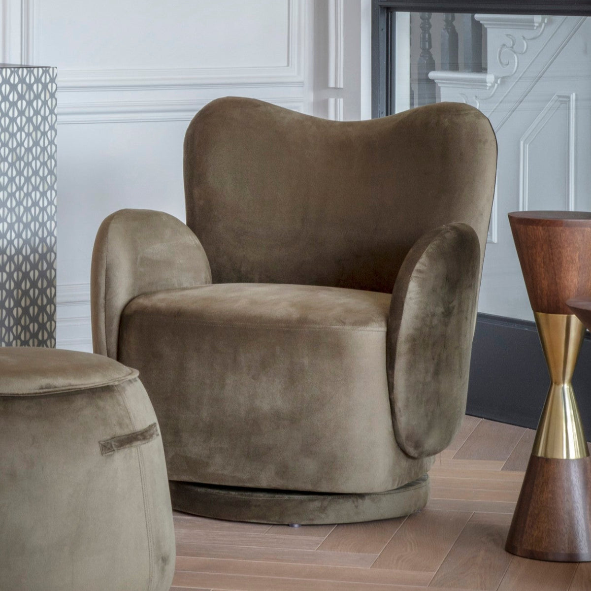 Bingham Green Velvet Swivel Chair