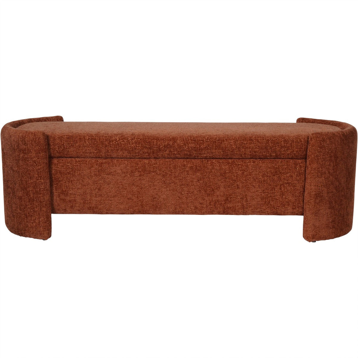 Waverley Curved Terracotta Chenille Ottoman Storage Bench