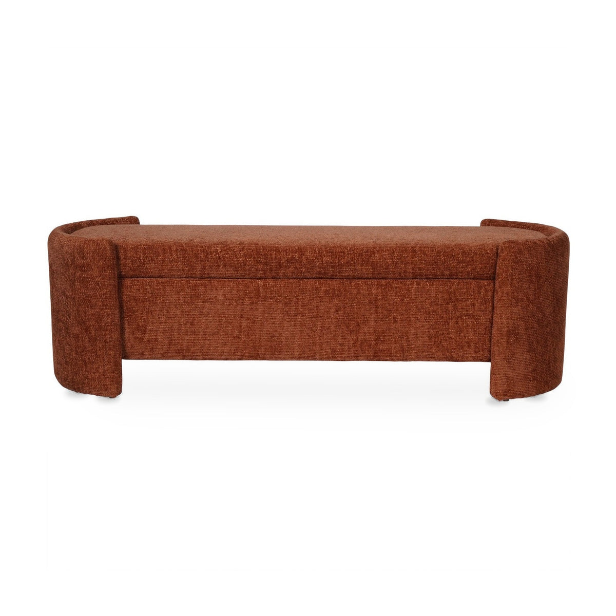 Waverley Curved Terracotta Chenille Ottoman Storage Bench