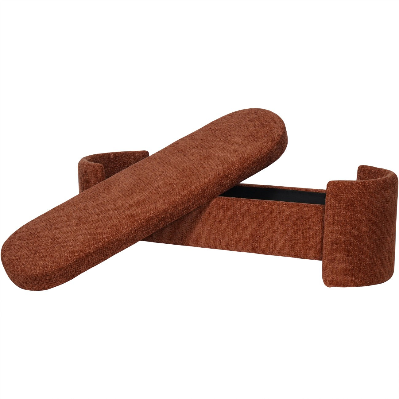 Waverley Curved Terracotta Chenille Ottoman Storage Bench