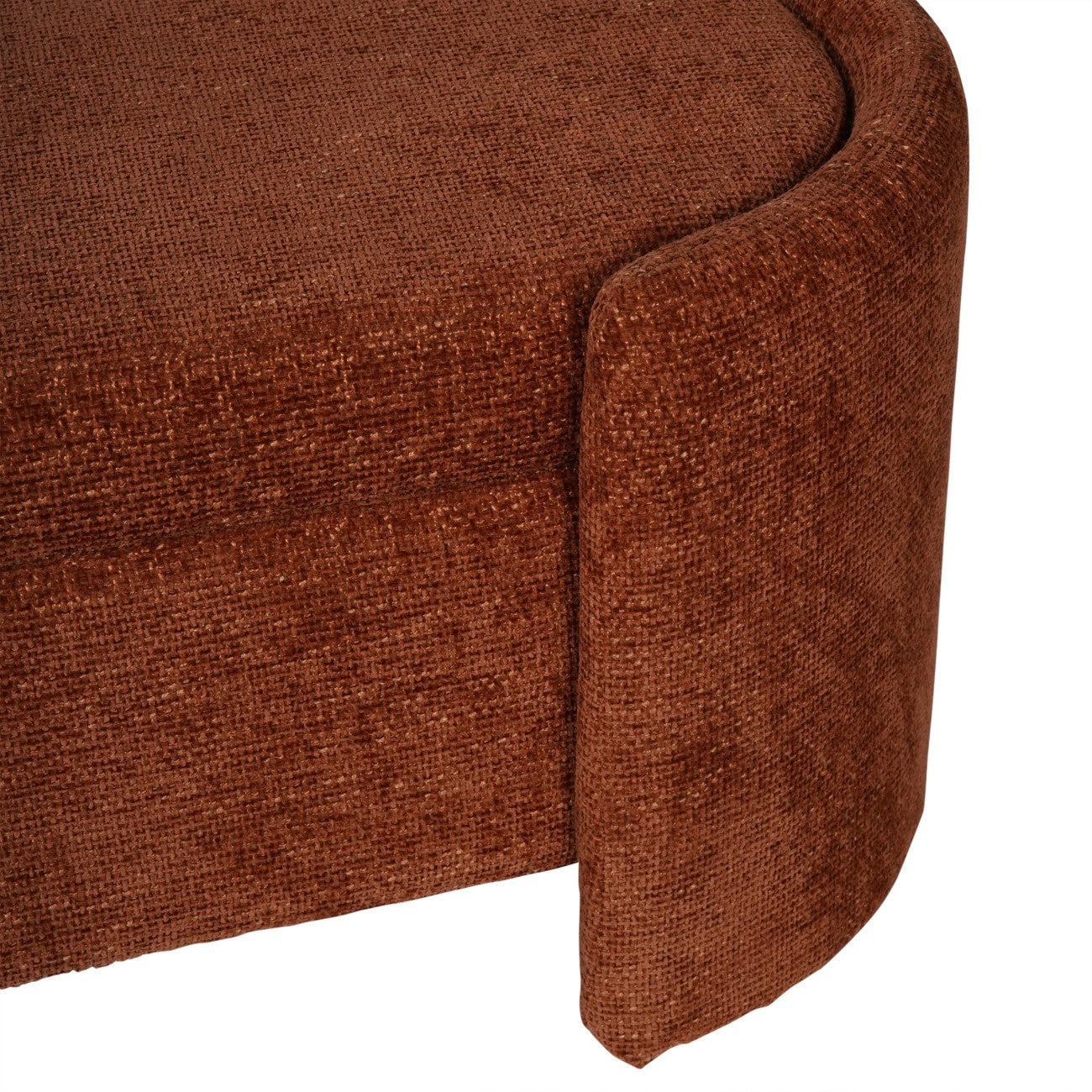 Waverley Curved Terracotta Chenille Ottoman Storage Bench