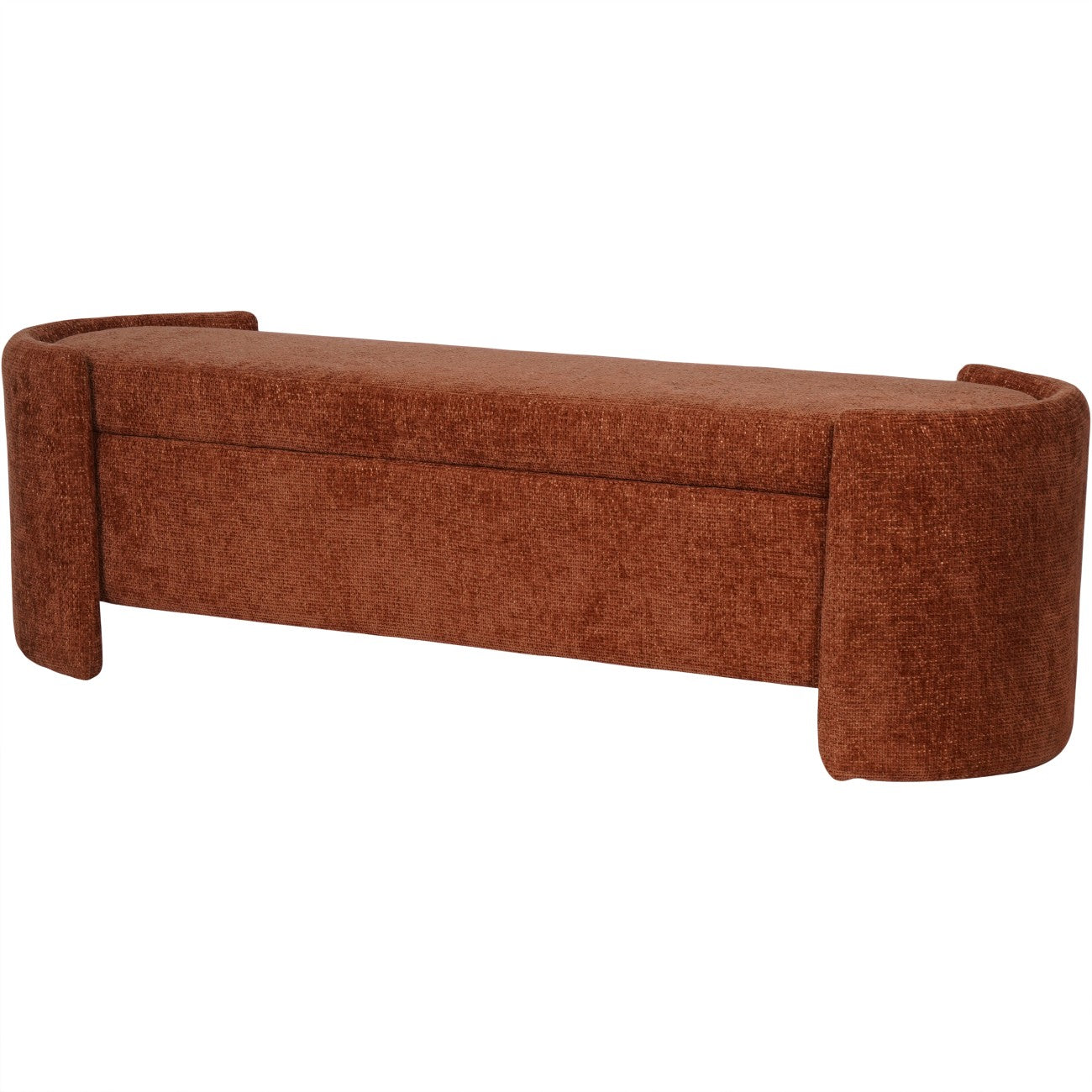 Waverley Curved Terracotta Chenille Ottoman Storage Bench