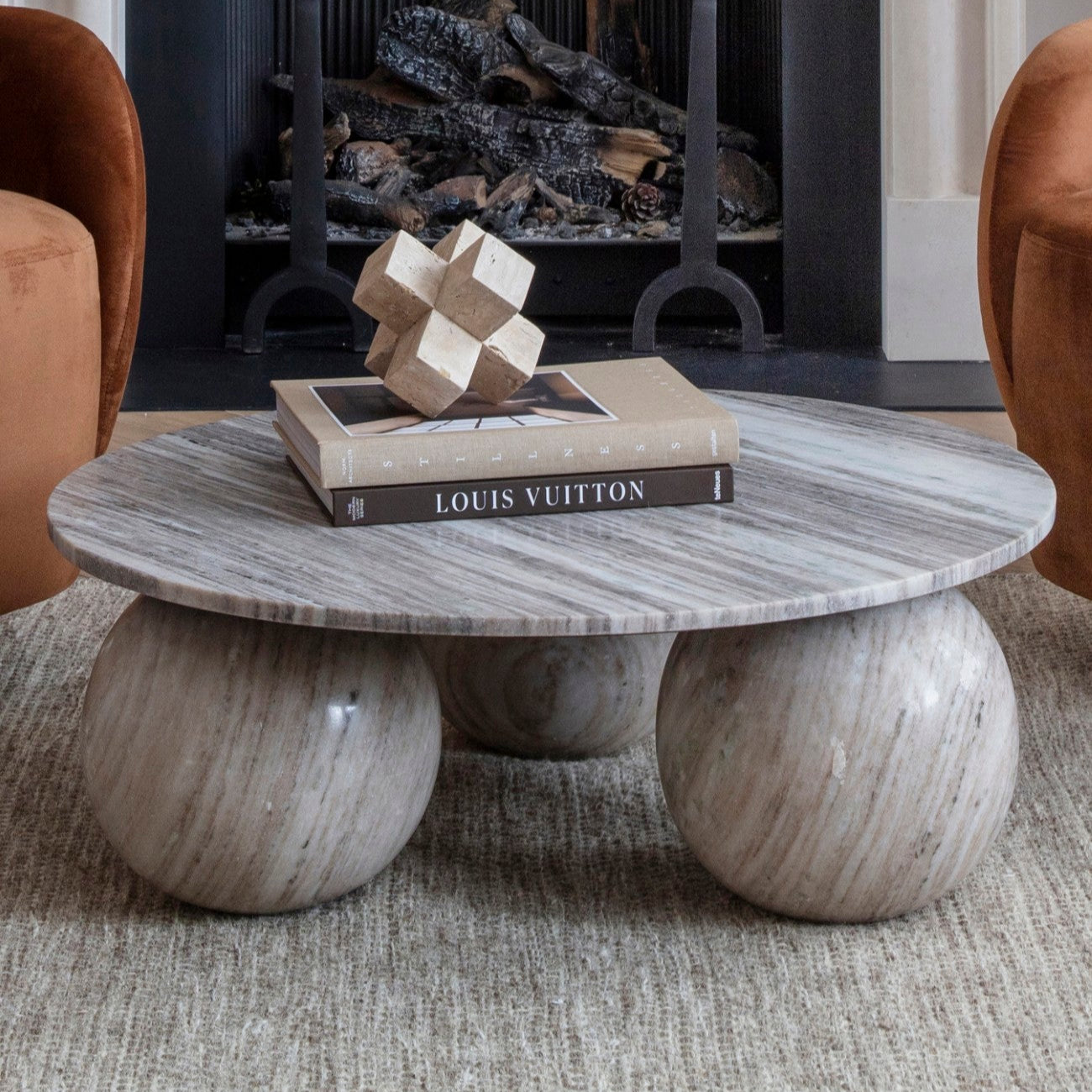 Salento Grey Marble Round Coffee Table