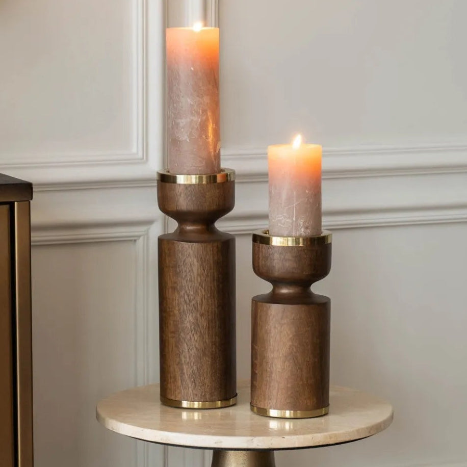 Amalfi Wooden Pillar Holder 31cm