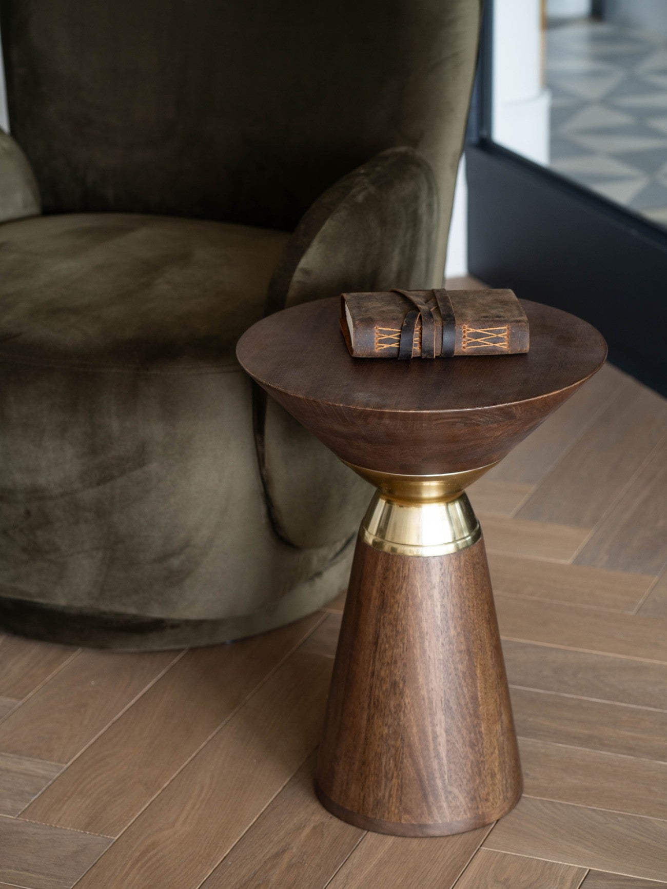 Amalfi Brown Mango Wood & Gold Side Table