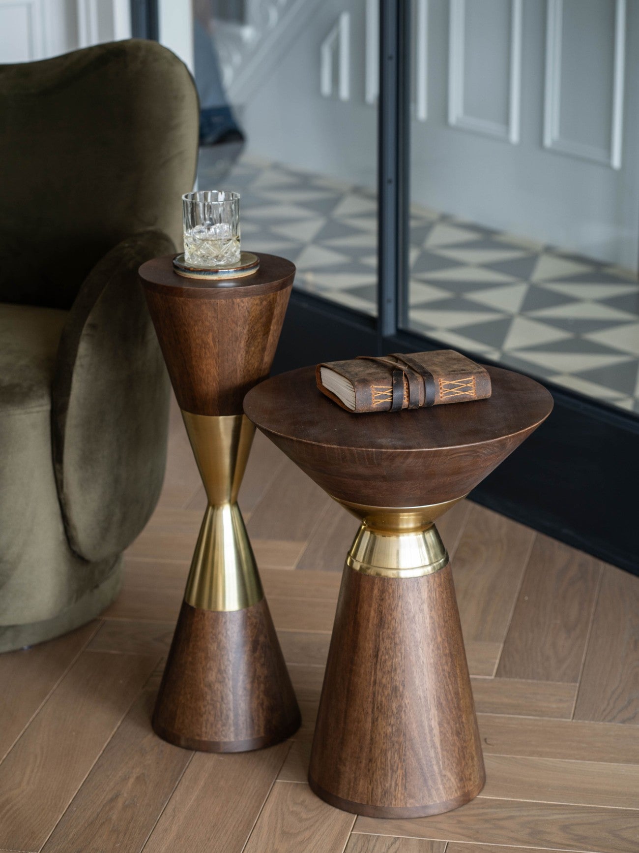 Amalfi Brown Mango Wood & Gold Side Table