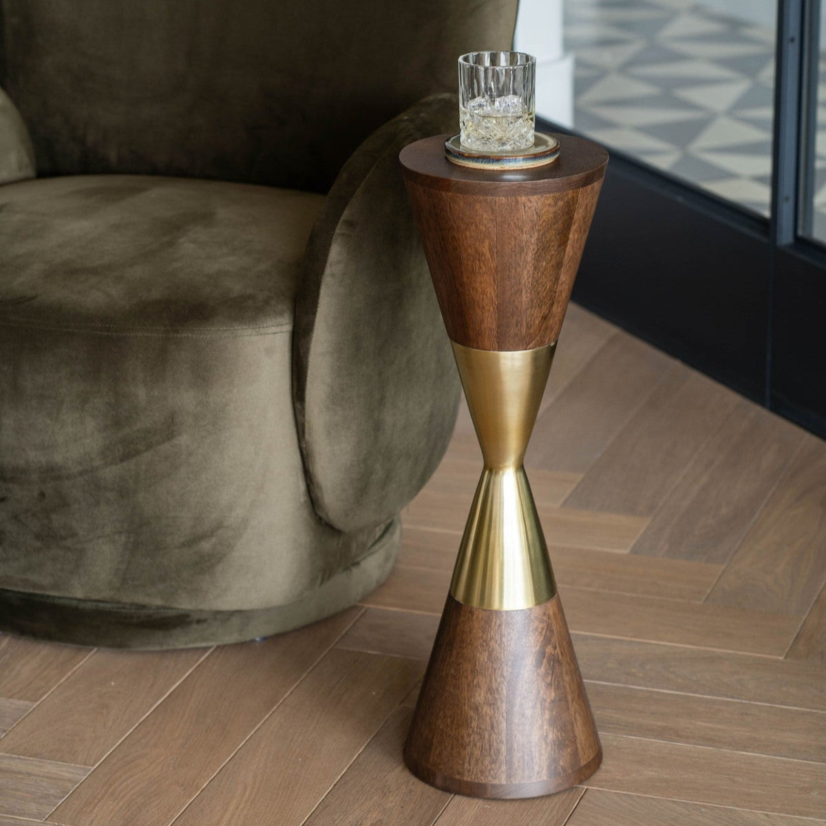 Amalfi Brown Mango Wood & Gold Cocktail Table