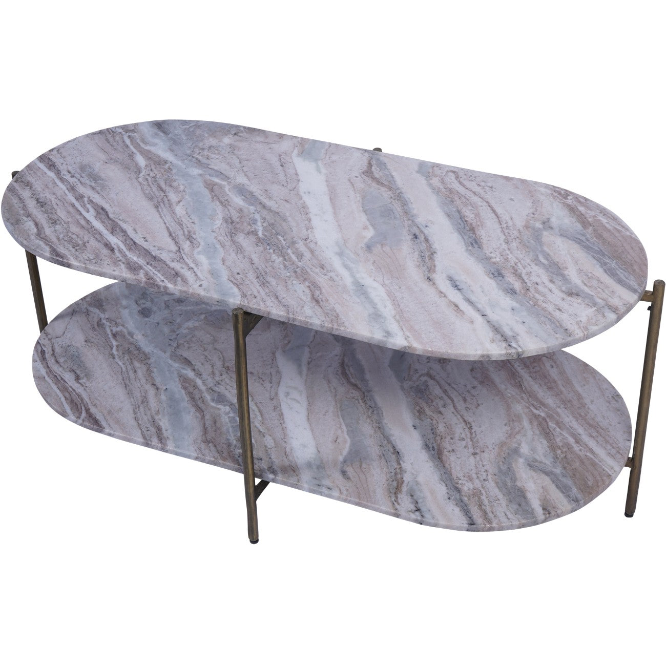 Toronto Grey Marble & Gold Oval Coffee Table