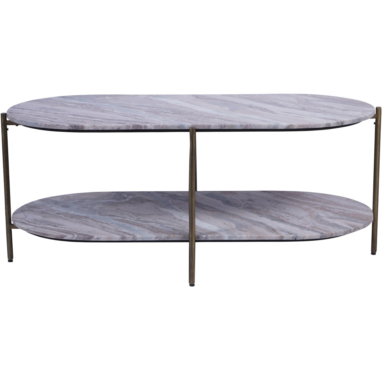 Toronto Grey Marble & Gold Oval Coffee Table