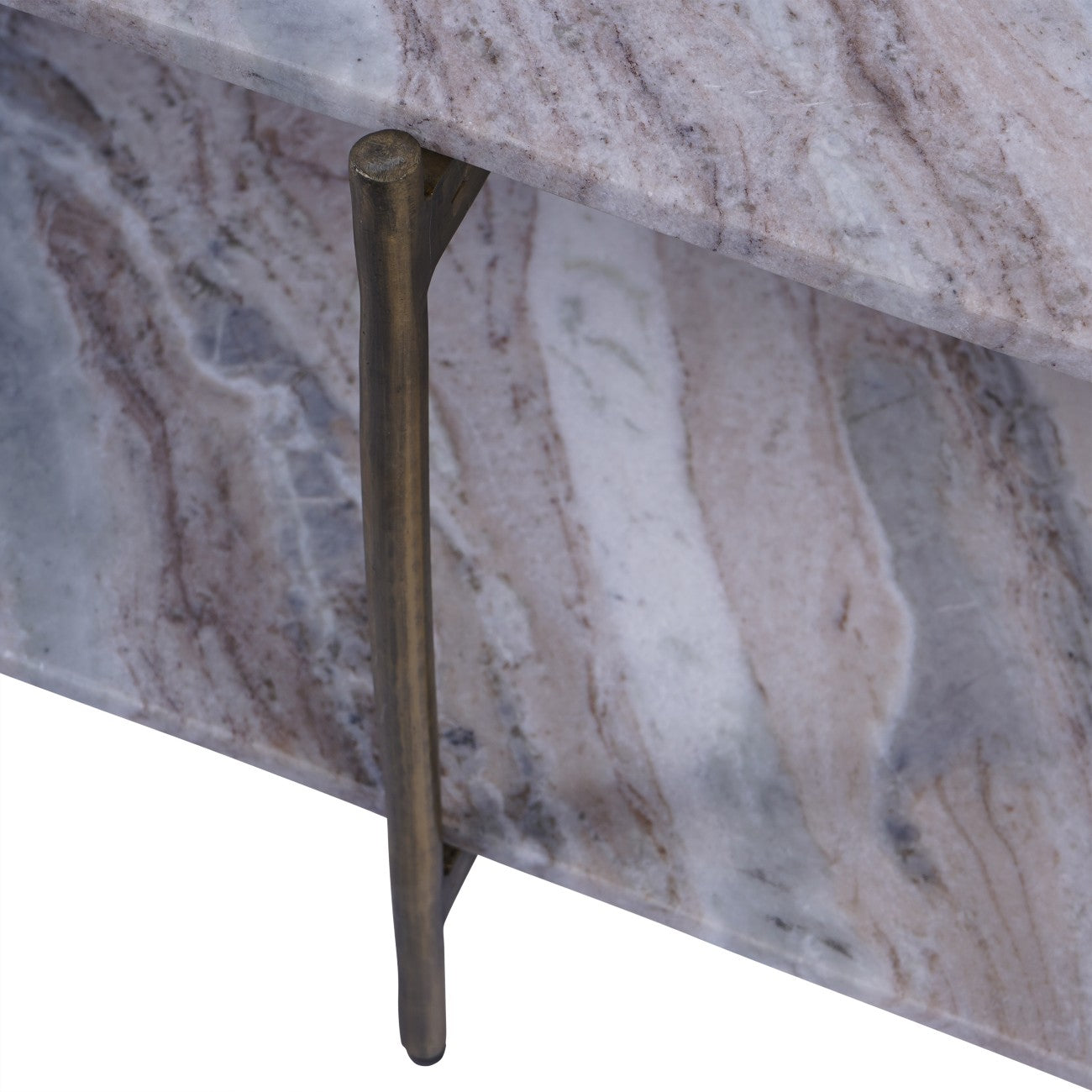 Toronto Grey Marble & Gold Oval Coffee Table