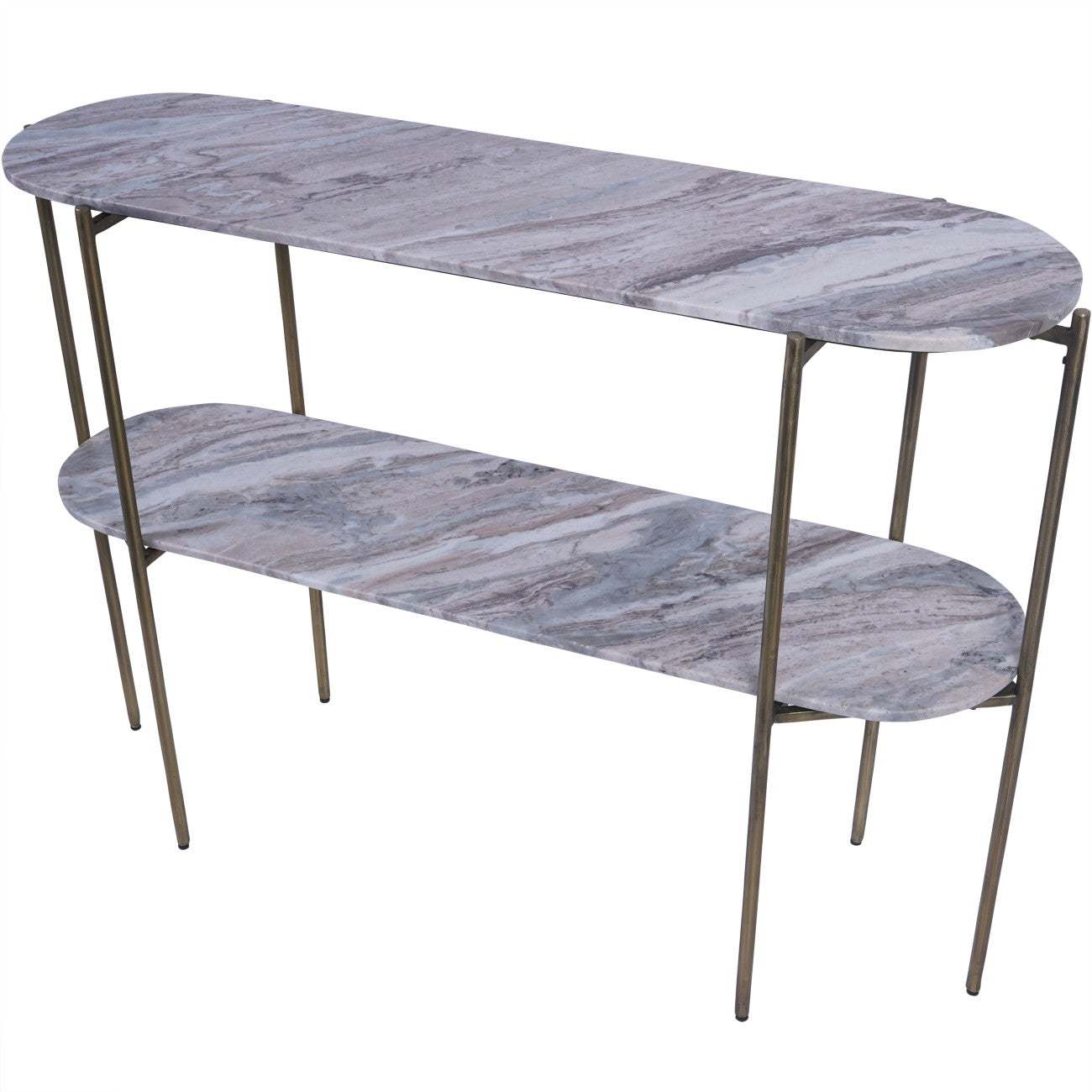 Toronto Grey Marble & Gold Oval Console Table