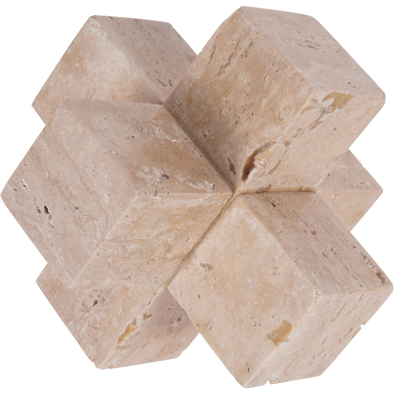 Catania Art Deco Travertine Cross Sculpture