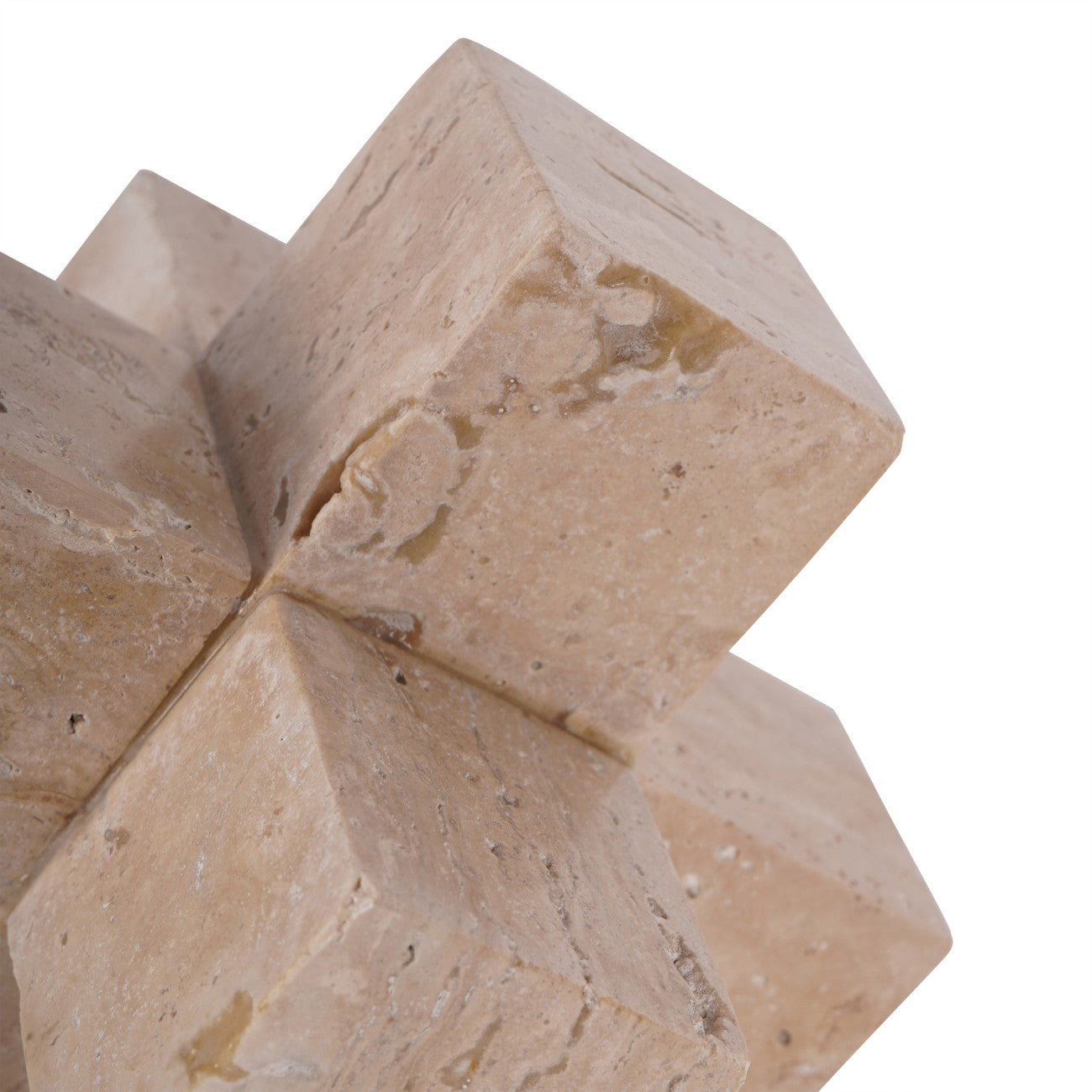 Catania Art Deco Travertine Cross Sculpture