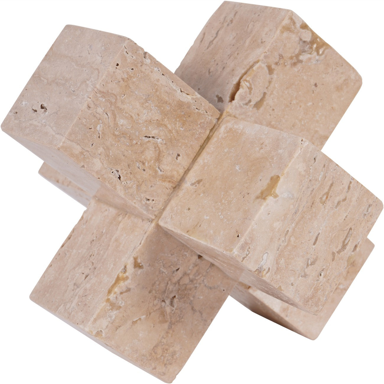 Catania Art Deco Travertine Cross Sculpture