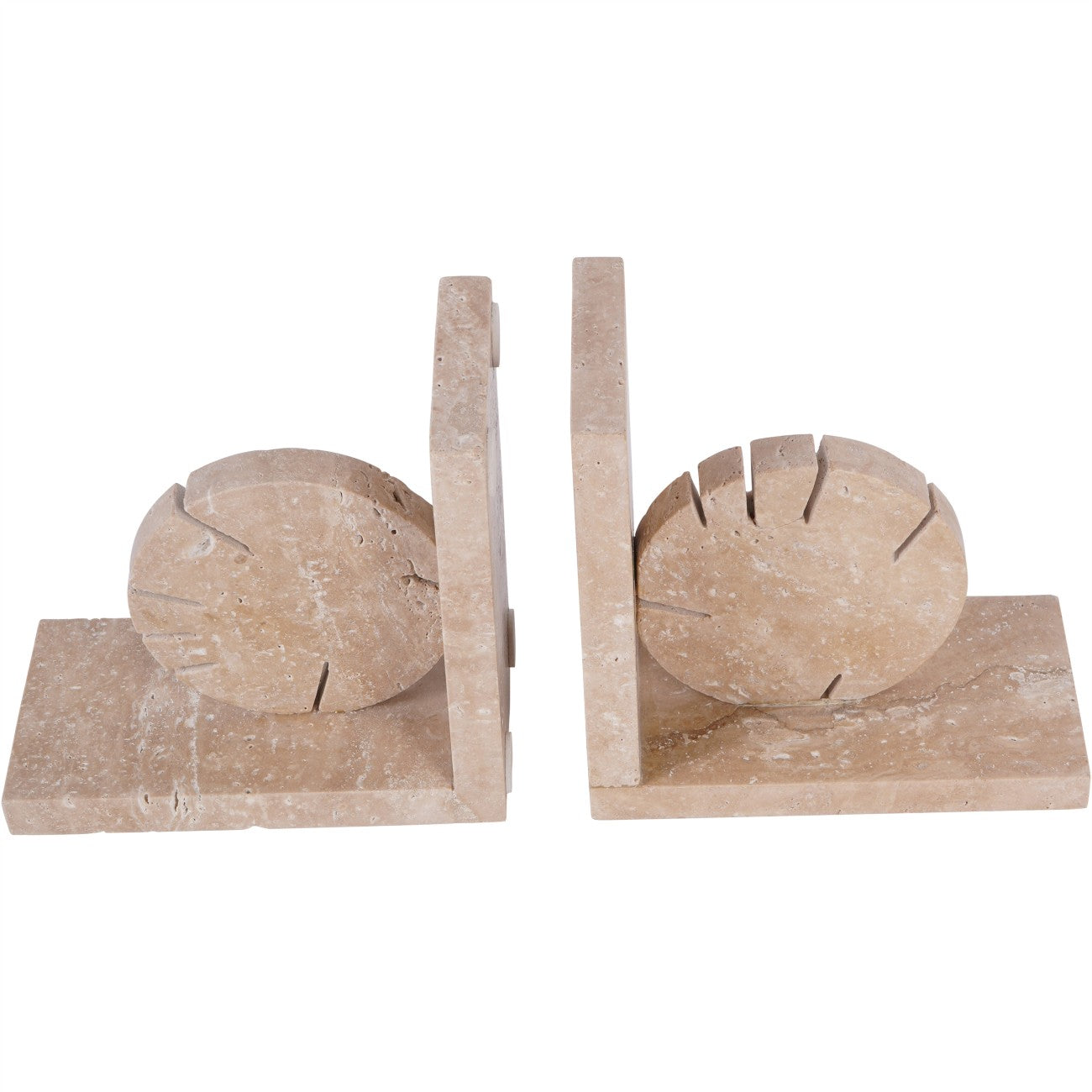 Catania Art Deco Travertine Bookends