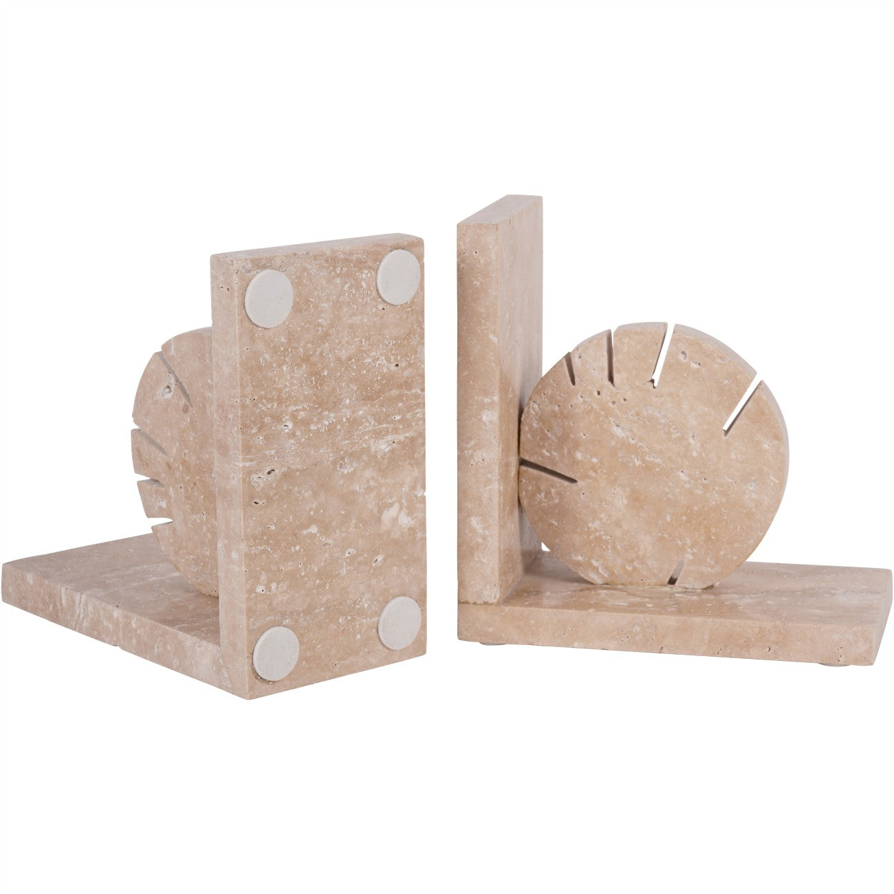 Catania Art Deco Travertine Bookends