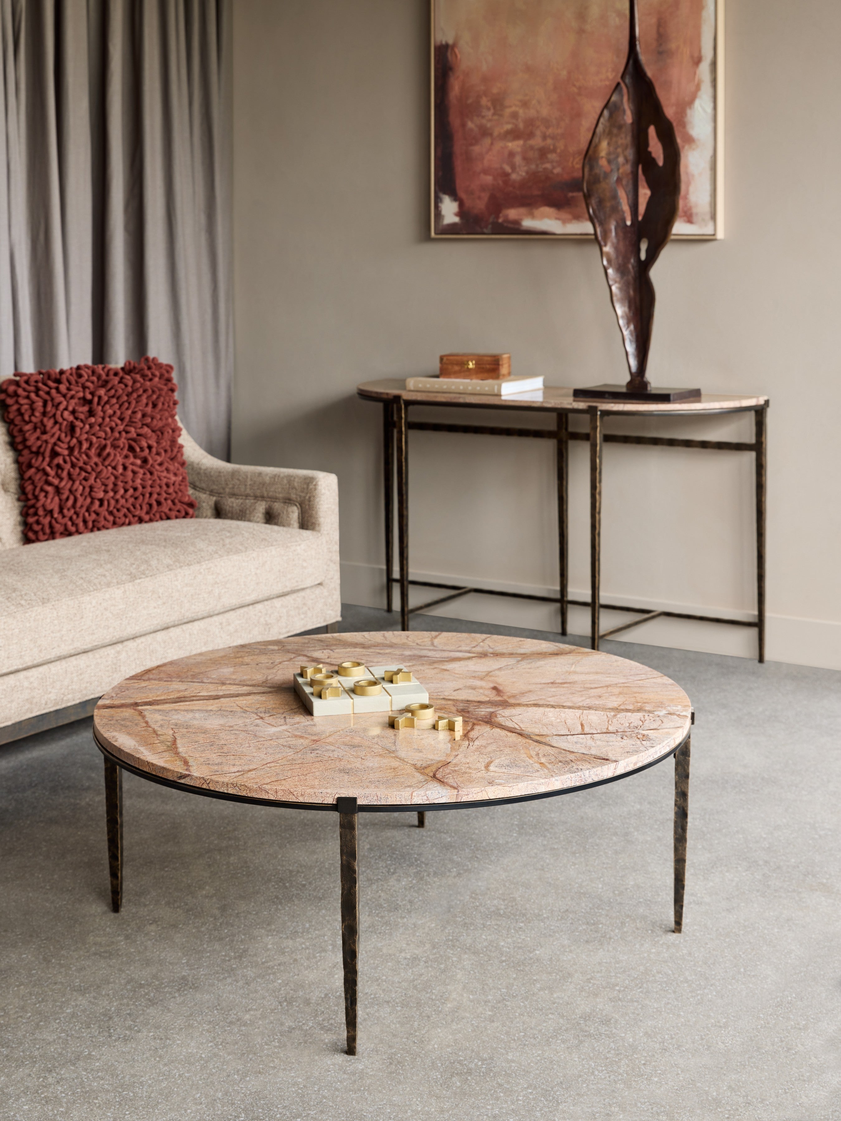 Leo Forest Brown Marble Coffee Table lifestyle