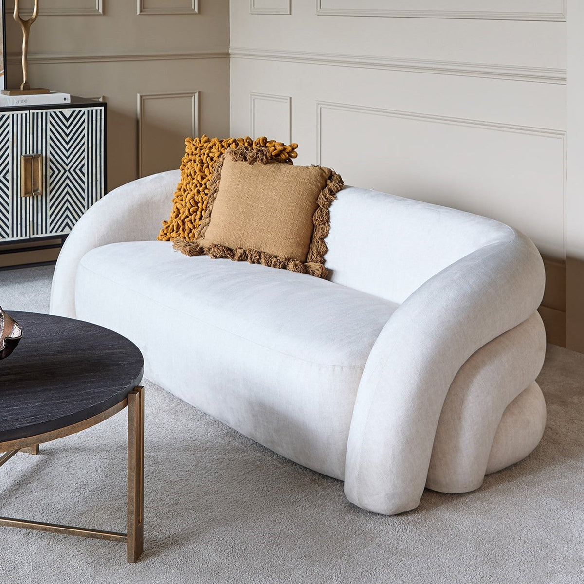 Casa Curved Cream Sofa | 2 Seater