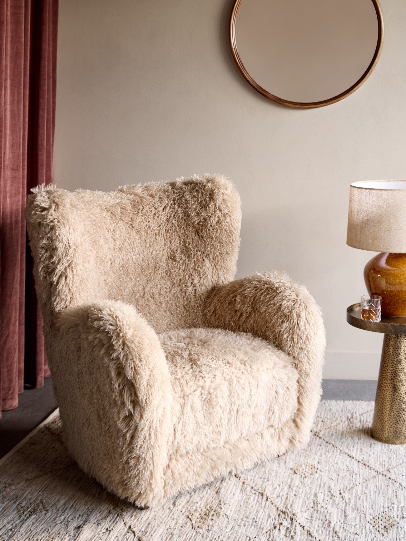 Wallace Faux Sheepskin Shaggy Fur Armchair lifestyle